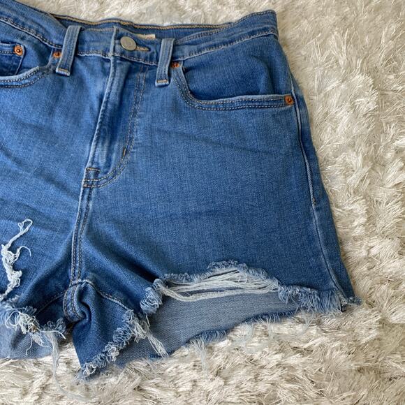 Levi Straus High Rise Jean Shorts Sz 27 Medium Wash - Picture 3 of 7